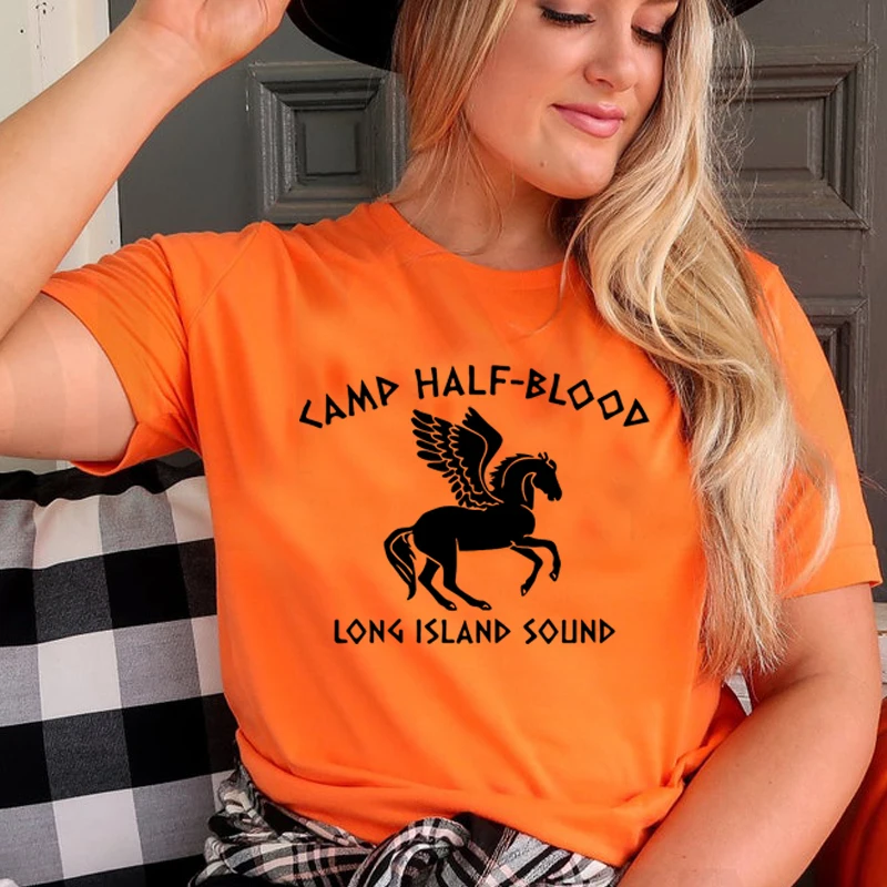 Top Trends: Camp Half Blood Women T Shirts Vintage Clothes Y2k Top Halloween Wicca Tshirt Long Island Sound Percy Jackson Cotton T Shirt Shoppable Styles