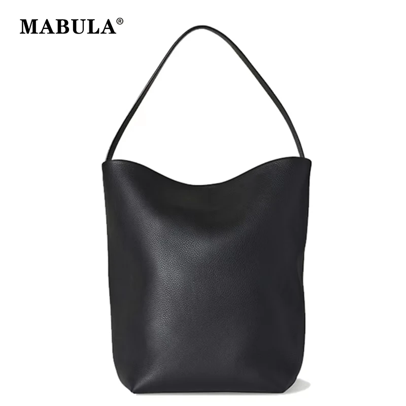 Top Trends: MABULA Genuine Leather High Quality Woman Bucket Shoulder Purse Brand Simple Large Capacity With Multi Size Female Shopper Bag Shoppable Styles