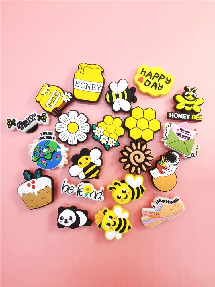 Top Trends: Lovely Cartoon Bee PVC Shoe Charms Colorful Croc Clogs Accessories Funny Diy Buckle Decoration Croc Ornaments Women Kids Gifts Shoppable Styles