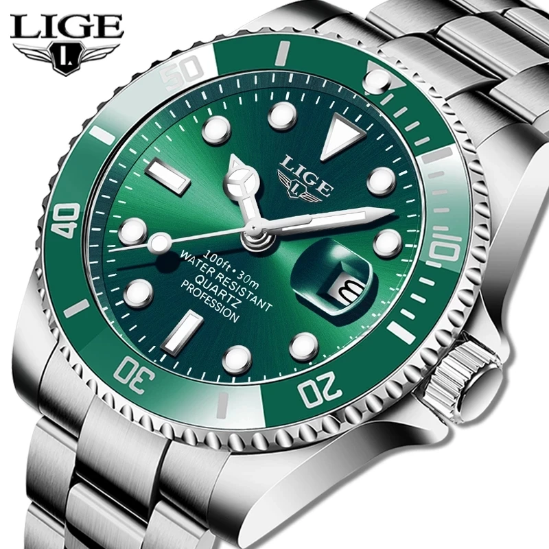 Top Trends: LIGE Top Brand Luxury Fashion Diver Watch Men 30ATM Waterproof Date Clock Sport Watches Mens Quartz Wristwatch Relogio Masculino Shoppable Styles