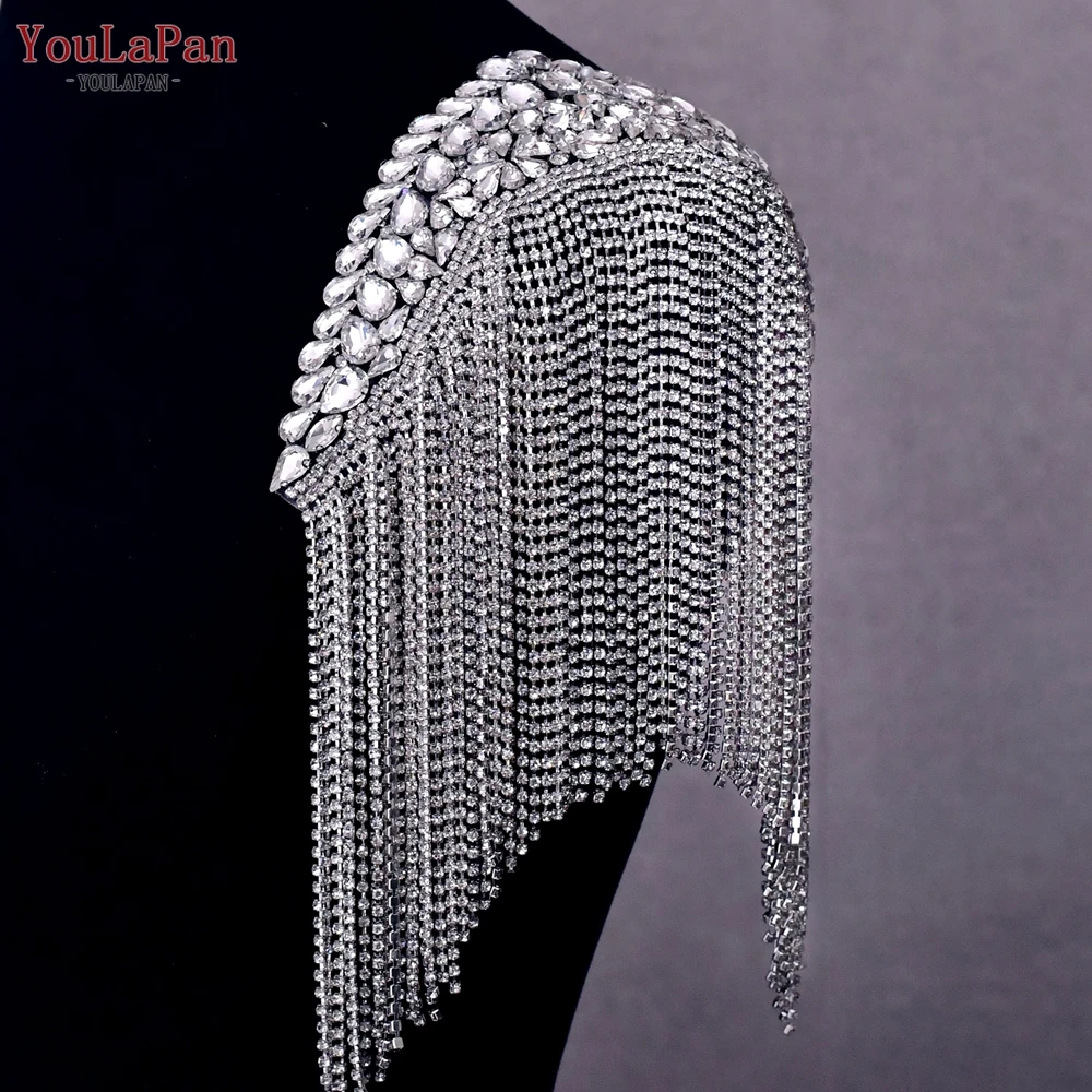 Top Trends: YouLaPan SP48 Tassel Shoulder Pad For Wedding Dress Epaulet Woman Clothing Accessories Handmade Rhinestone Patches Jewelry Shoppable Styles