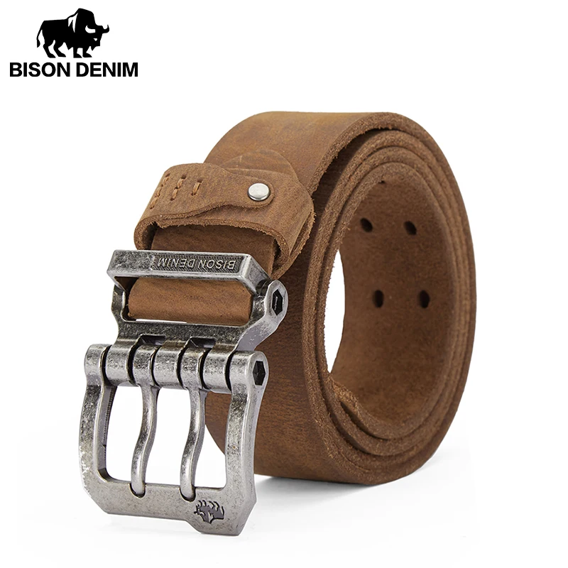 Top Trends: BISONDENIM Luxury Designer Belts For Men Vintage Spilt Genuine Leather Pin Buckle Waist Strap Belt For Jeans High Quality W71794 Shoppable Styles