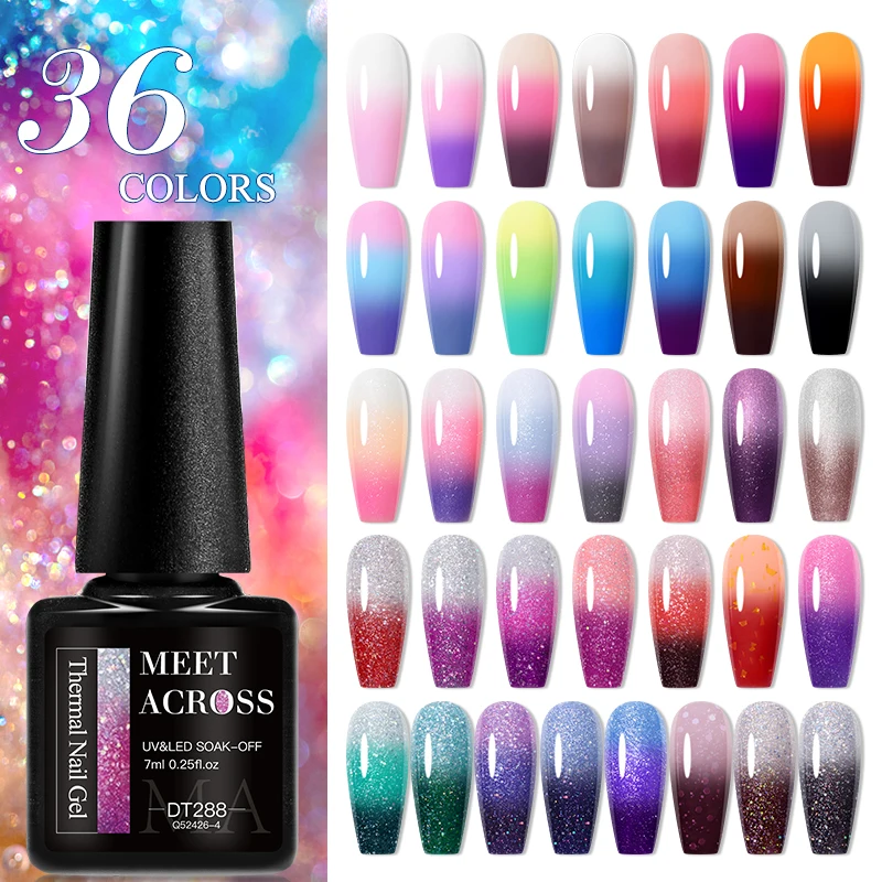 Top Trends: MEET ACROSS 7 ML Thermal Gel Nail Polish Nail Art 3 Layers Temperature Color Changing Gel Varnish Semi Permanent Nails UV Gel Shoppable Styles