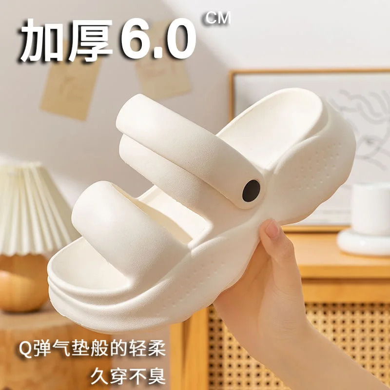 Top Trends: EVA Sponge Cake Heel Thick Sole Summer Sandals For Women Wearing Soft Sole Anti Slip Beach Shoes Simple Solid Color Slippers Shoppable Styles - Image 3