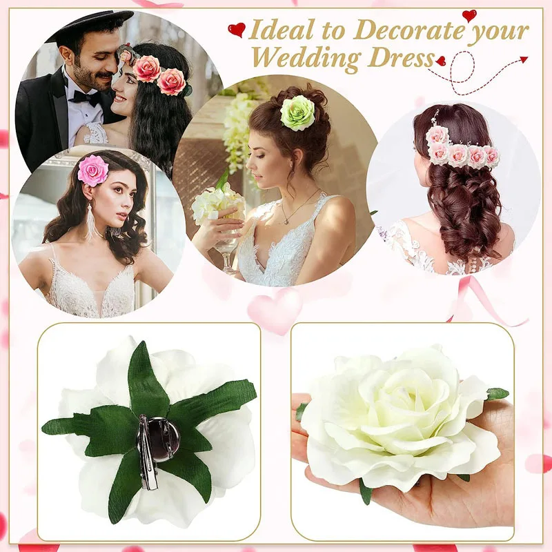 Top Trends: 1PC Bohemian Rose Artificial Flower Hairpin Bridal Wedding Party Brooch Women Hair Clips Headwear Girls Festival Hair Accessorie Shoppable Styles - Image 4