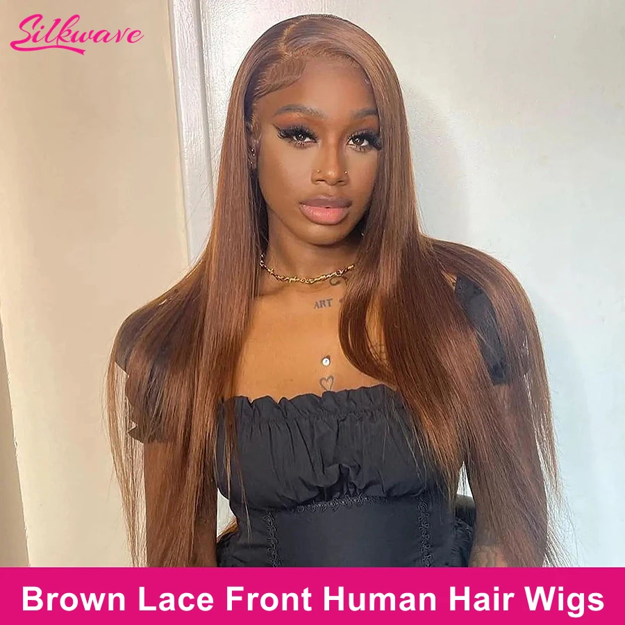 Top Trends: 30 32 36 Inch Brown Straight Lace Front Human Hair Wigs For Women 13x6 Hd Lace Frontal Wig 13x4 Colored Brazilian Wigs On Sale Shoppable Styles