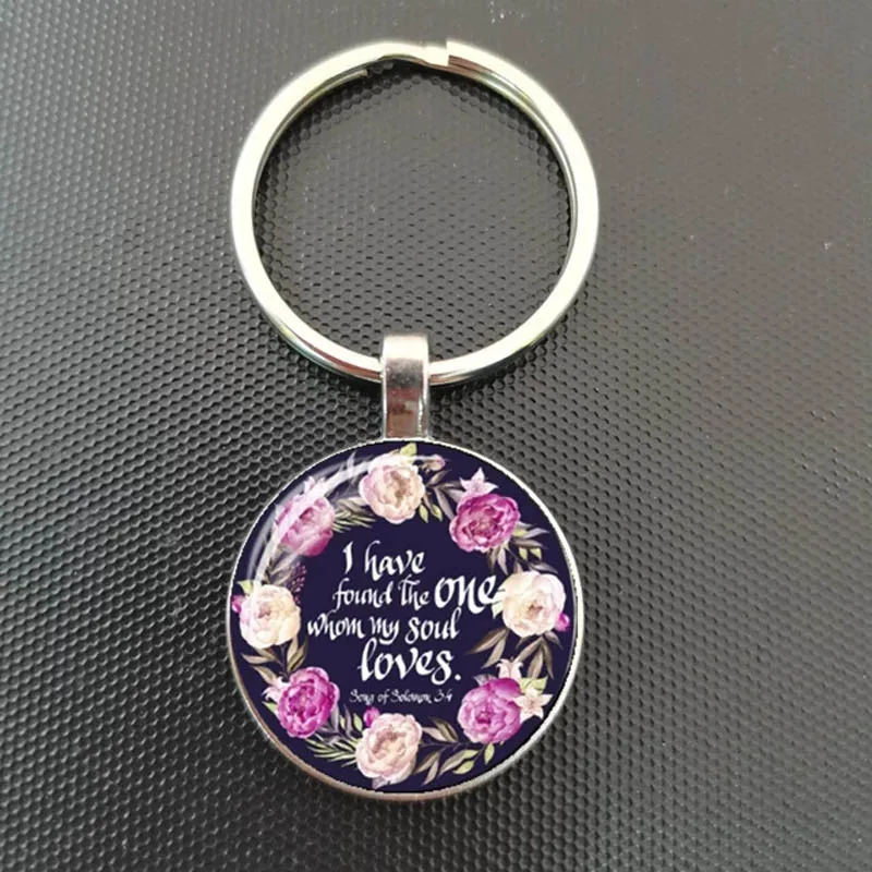 Top Trends: Christian Pendant Keychain Bible Verse Psalm Quote Keychain Glass Jewelry Christian Women Men Keychain Pendant Gift Shoppable Styles - Image 3