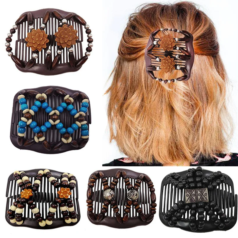 Top Trends: Vintage Magic Hair Comb Women Elastic Beads Hair Accessories Bun Holder Hair Clips Claw Comb-Stay Stretchy Headwear Hair Styling Shoppable Styles