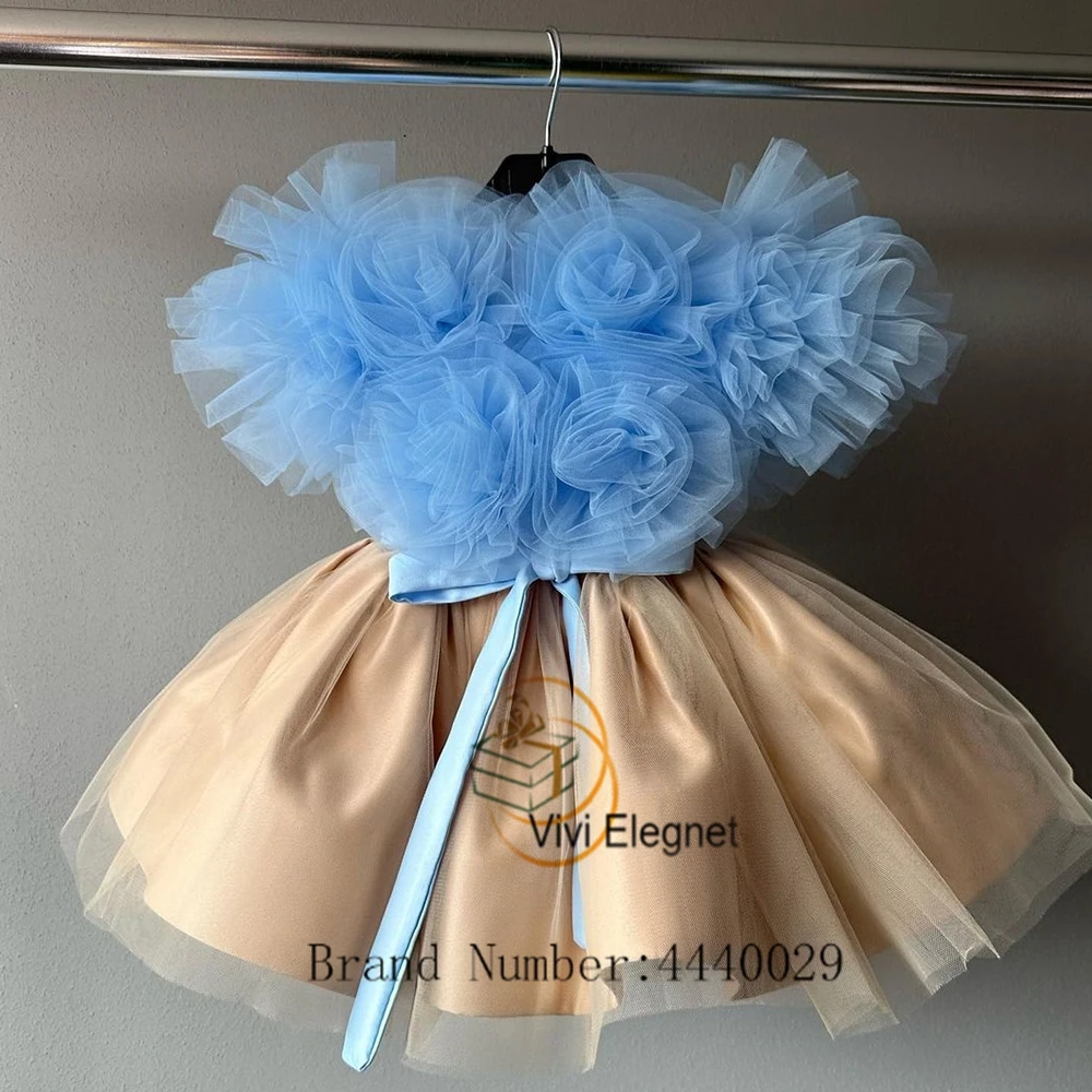 Top Trends: Luxury Real Picture Flower Girl Dresses For Girls 2023 Summer Champagne Satin Wedding Party Gown With Soft Tulle Communion Shoppable Styles