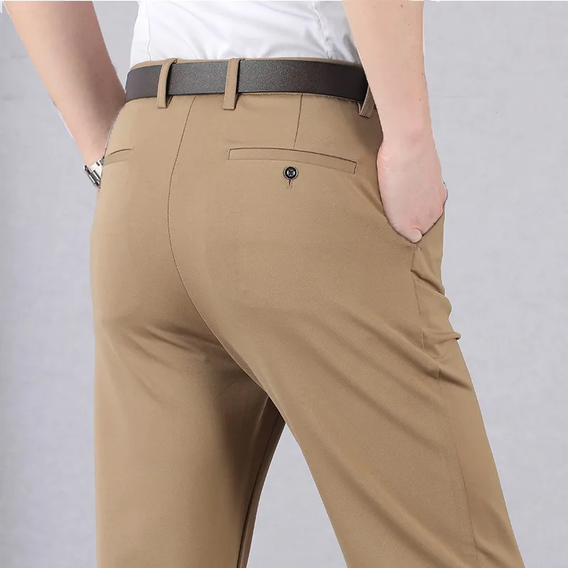 Top Trends: Summer Men&#039;s Clothing Trousers Solid Color Thin Thick Casual High Waisted Stretch Breathable Business Casual Long Pants Shoppable Styles