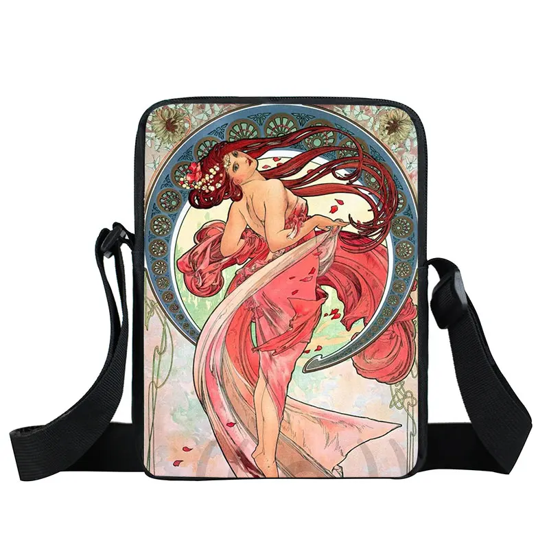 Top Trends: Oil Painting By Alphonse Mucha Print Crossbody Bag Women Handbag Messenger Bags Phone ID Card Key Shoulder Bag Holder Book Bags Shoppable Styles - Image 3