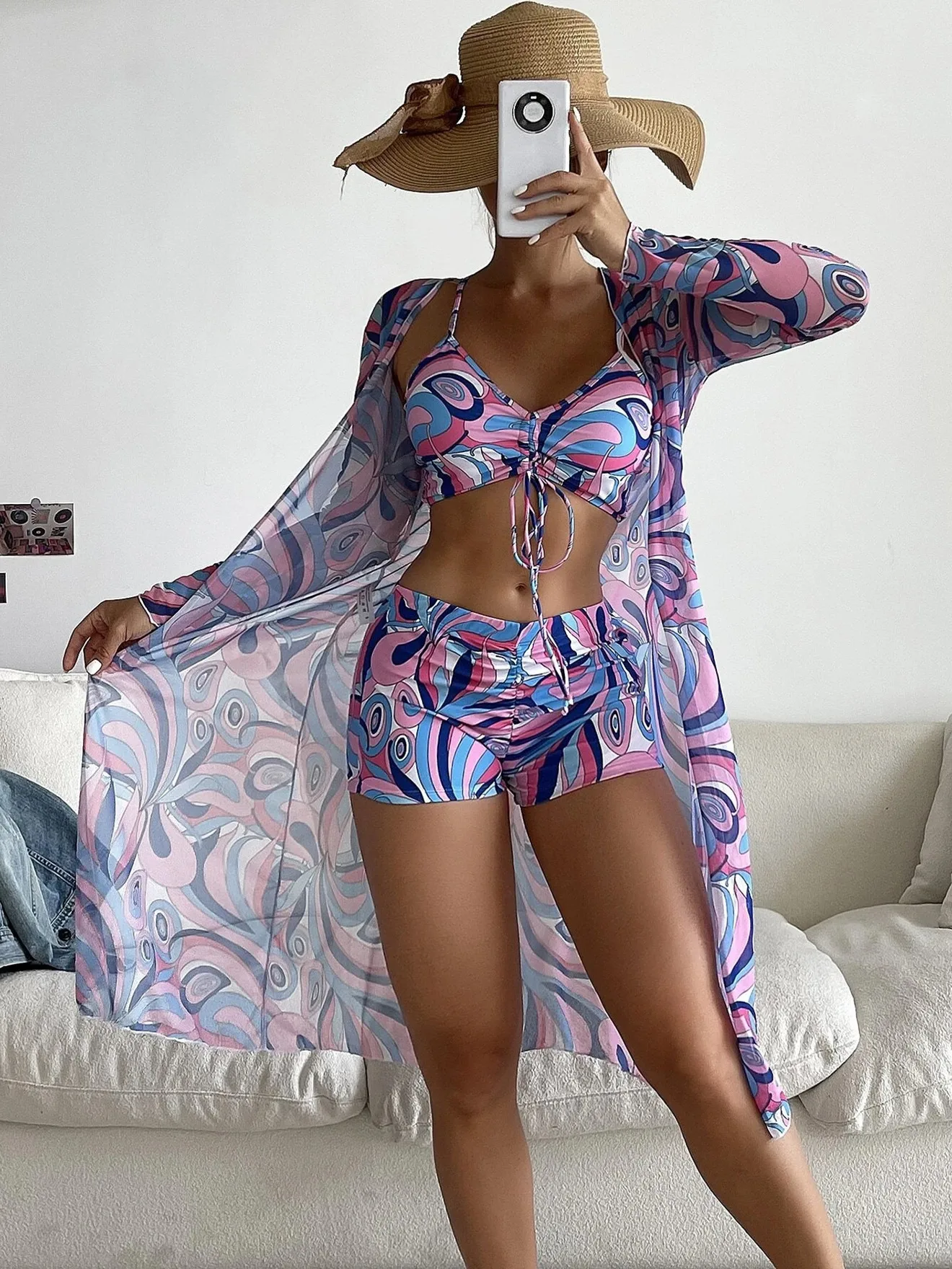 Top Trends: Push Up Bikini Women Swimsuit Sexy Long Sleeve Cover Up Three Pieces High Waist Swimwear 2023 Summer Beach Bathing Suit Biquíni Shoppable Styles