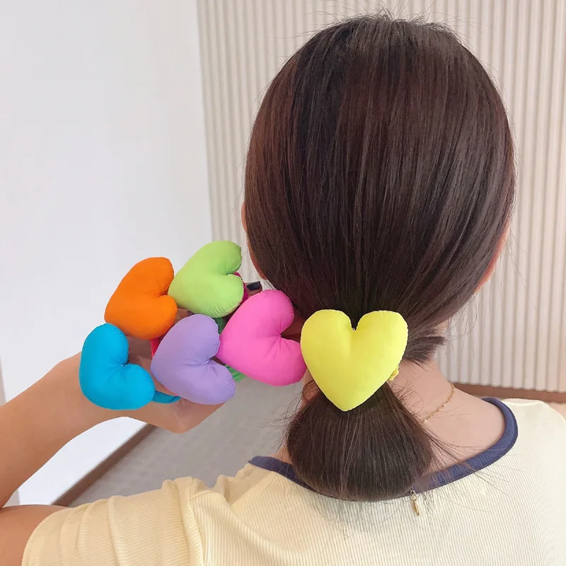 Top Trends: Women Hair Ties Cartoon Sweet Heart Elastic Hair Band Colorful Rubber Bands Girl Korean Hair Accessories Scrunchies Wholesale Shoppable Styles - Image 2