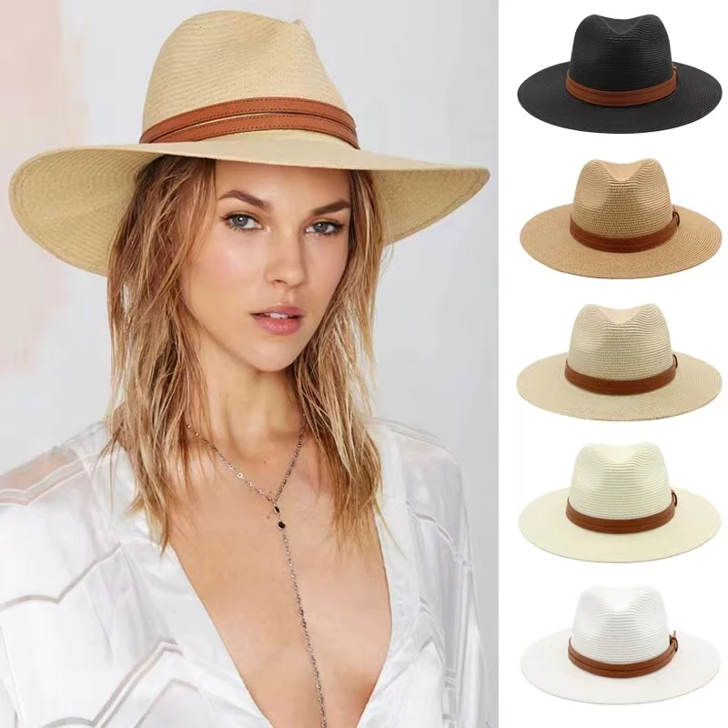 Top Trends: Large Size 56-58 59-60cm New Natural Panama Straw Hat Summer Men Women Wide Brim Beach UV Protection Fedora Sun Hat Wholesale Shoppable Styles