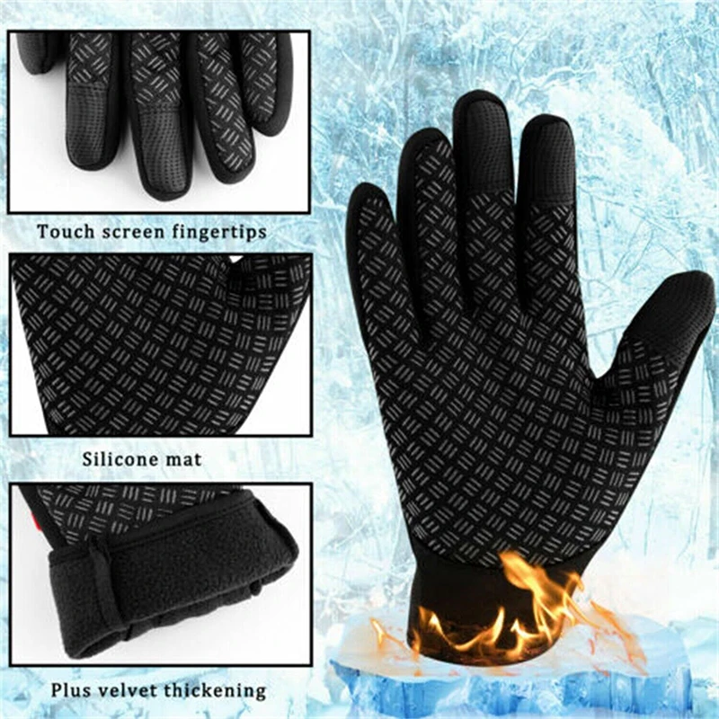 Top Trends: Winter Thermal Gloves Touchscreen Windproof Cycling Cold Glove For Men Women Warm Non-Slip Outdoor Driving Zipper Sport Gloves Shoppable Styles - Image 2