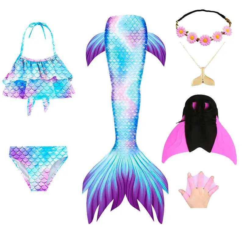 Top Trends: Swimming Mermaid Tail For Girls Kids Beach Dress Pool Swimming Suit With Monofin Hand Fin Mermaid Cosplay Anime Costume Shoppable Styles