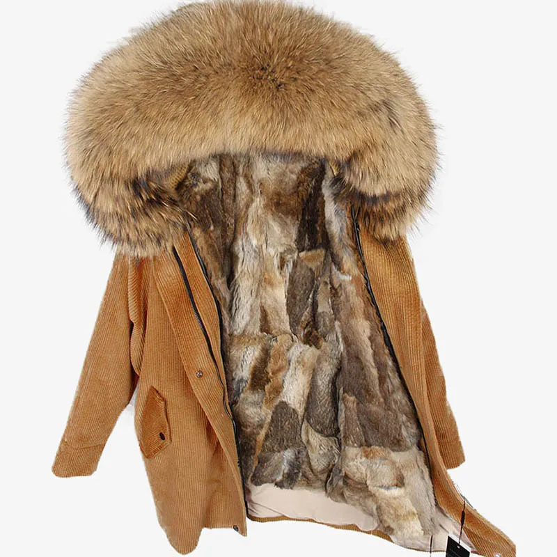 Top Trends: MAOMAOKONG 2022 Winter Parkas With Natural Real Raccoon Fur Collar Women Fur Coat CorduroyWarm Long Jacket Female Clothing Shoppable Styles