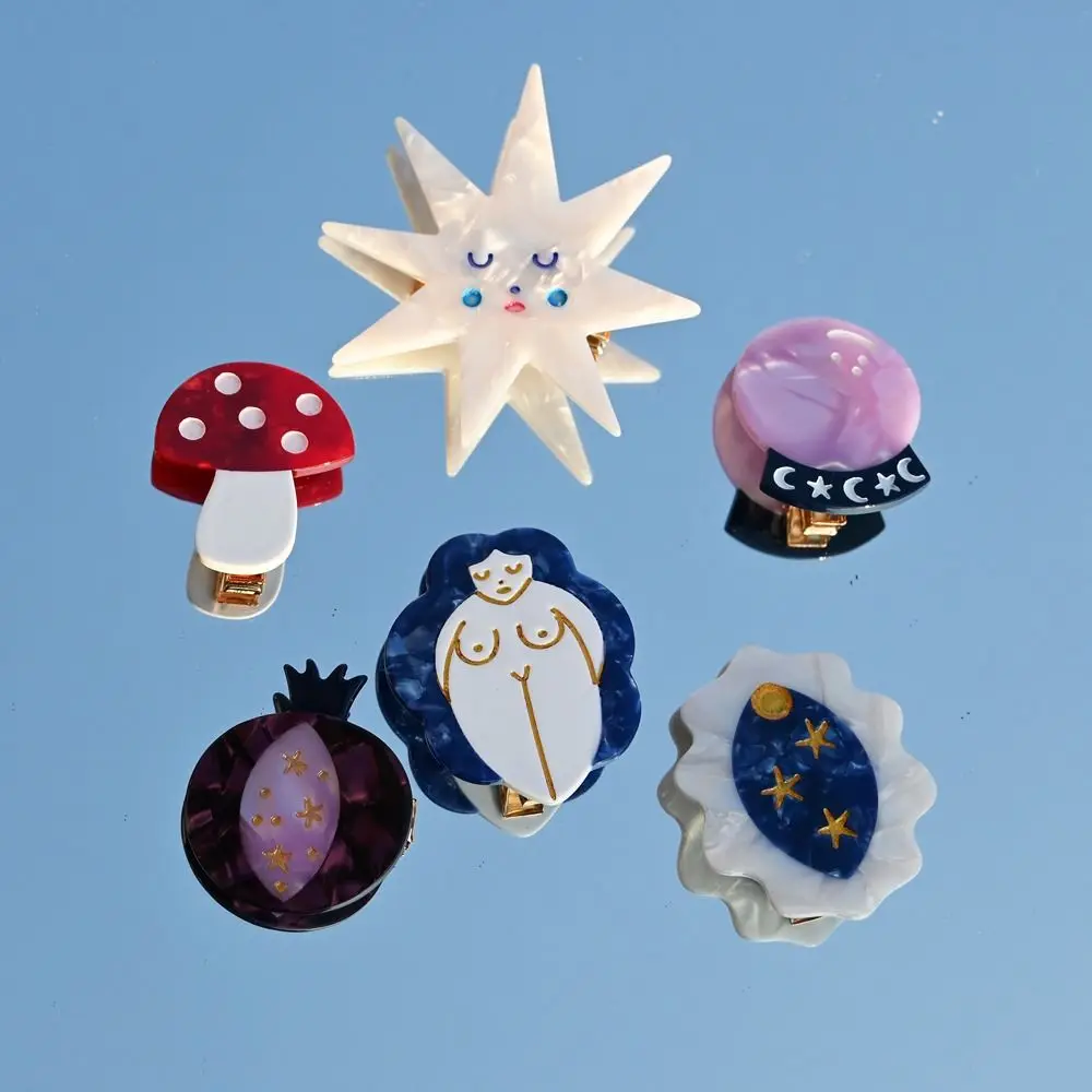 Top Trends: Mushroom Star Acetate Hair Clips Women Magic Ball Duckbill Clips Moon Barrettes Creative Hairpins Gifts Headwear Accessories Shoppable Styles