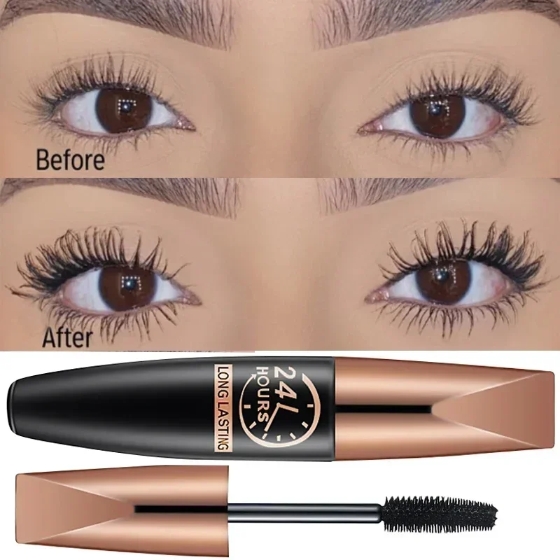 Top Trends: Waterproof Mascara Lengthens Anti-sweat Eyelashes Extension Black Silk Fiber Mascara Women Non-smudge Mascara Makeup Cosmetics Shoppable Styles