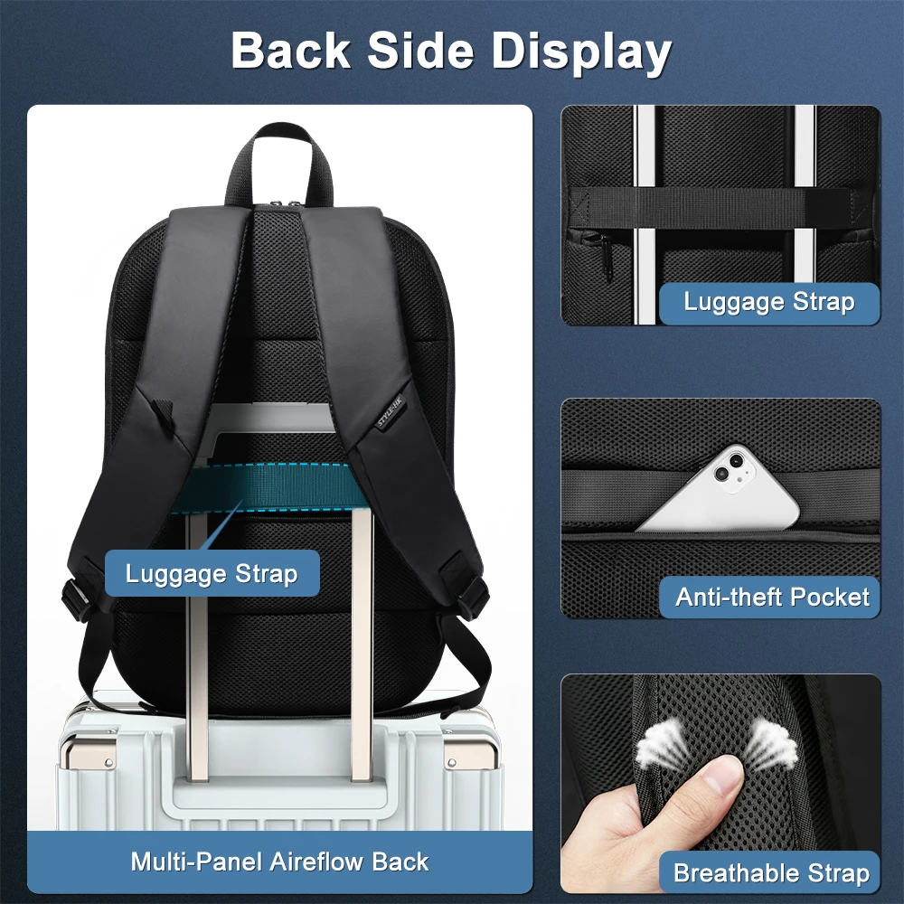 Top Trends: HcanKcan Casual Men's Backpack Business Office Laptop Pack YKK Zipper Expandable Backpack For Women USB Charging Travel Backpack Shoppable Styles - Image 2