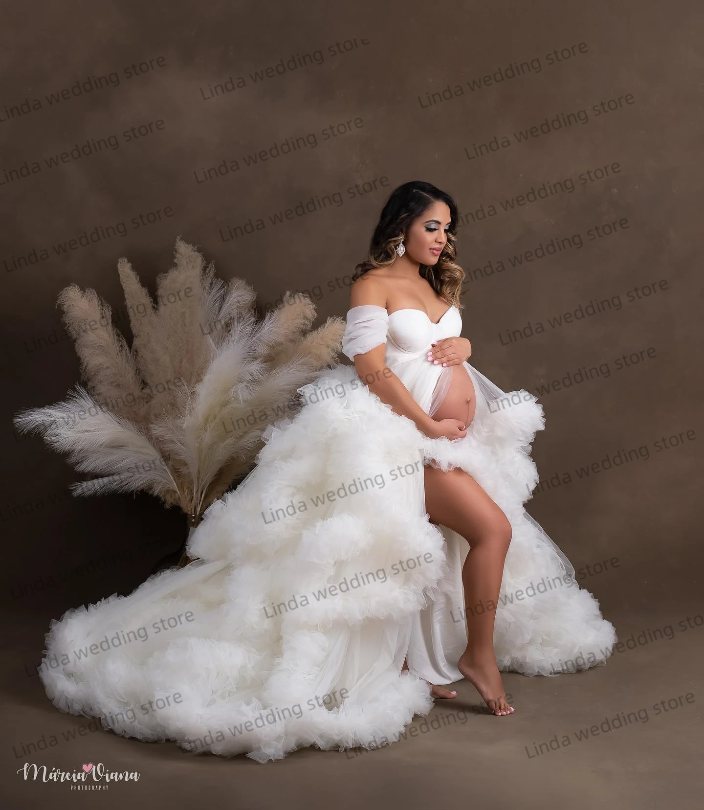 Top Trends: Elegant White Maternity Dress For Photoshoot Pregnancy Photography Gowns Babyshower Dresses Bathrobe Wear Custom Made Shoppable Styles - Image 5