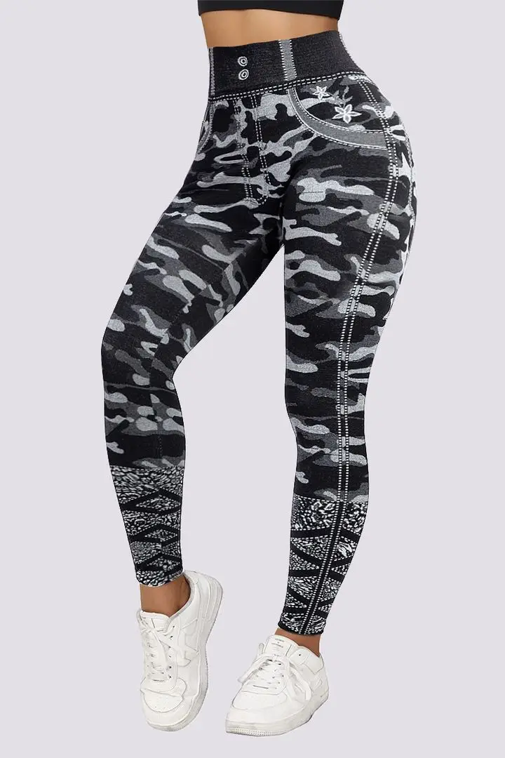 Top Trends: Women's Stretch Pants 2023 Spring Fashion Sexy Camouflage Faux Denim Leggings Casual Skinny Daily Long Breathable Cropped Pants Shoppable Styles