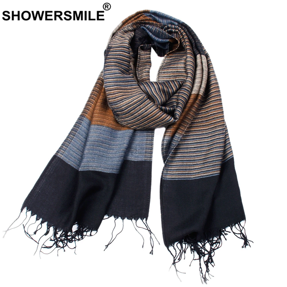 Top Trends: SHOWERSMILE Men Scarf Striped Tassel Winter Scarf For Men Designer Brand Acrylic Men&#039;s Scarves 180cm*52cm Shoppable Styles