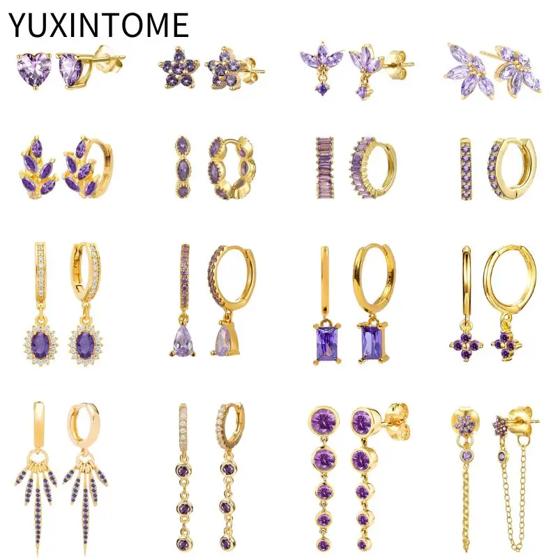 Top Trends: 925 Sterling Silver Ear Needle Earrings For Women Purple Crystal Stud Earrings Butterfly Cross Dangle Earrings Party Jewelry Shoppable Styles