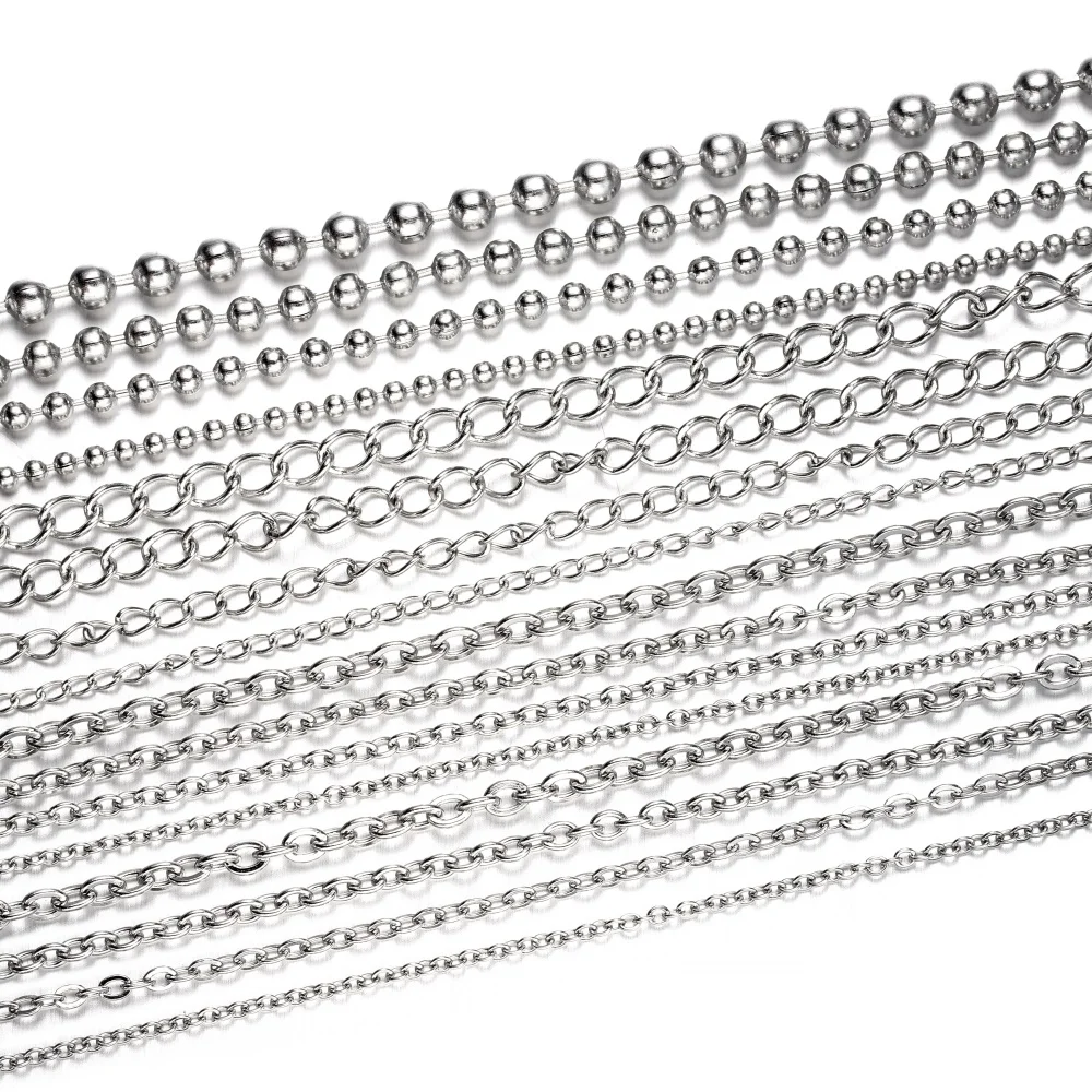 Top Trends: 5m / lot Multiple Styles Stainless Steel Extension Chain Ball Chain For DIY Bracelet Necklaces Jewelry Making Findings Accessories Shoppable Styles