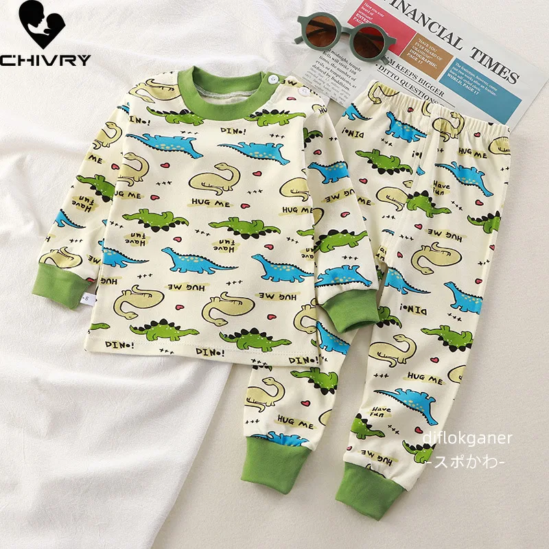 Top Trends: New Kids Boys Girls Pajama Sets Cute Cartoon Long Sleeve T-Shirt Tops With Pants Toddler Baby Autumn Winter Sleeping Clothes Shoppable Styles