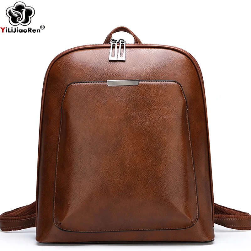 Top Trends: Vintage Backpack Women Leather Backpacks Female Shoulder Bag Large School Bags For Teenage Girls Travel Back Pack Sac A Dos 2019 Shoppable Styles