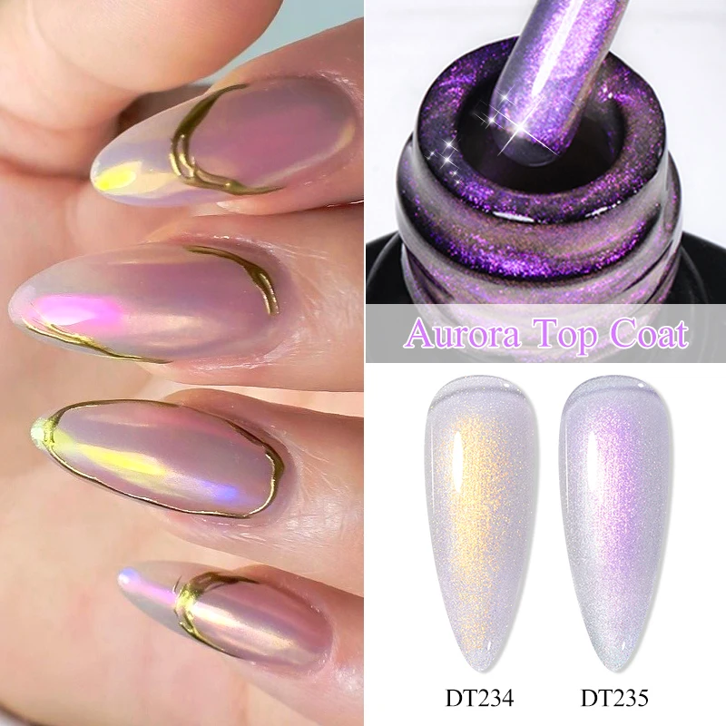 Top Trends: MEET ACROSS 7ml Aurora Top Coat Sparking Aurora Gel Nail Polish Semi Permanent UV Gel Function Top Coat For Nail Art Gel Varnish Shoppable Styles