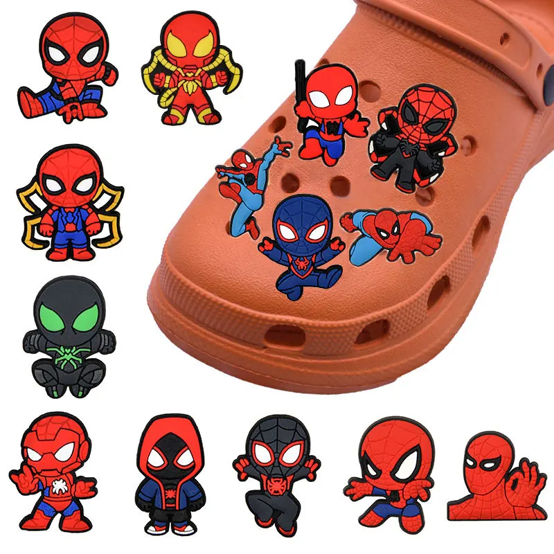 Top Trends: Single Sale 1pcs Spiderman DIY Cartoons Shoe Buckle Croc Charms PVC Souvenir Decorations Clogs Wholesale Kids X-mas Party Gifts Shoppable Styles