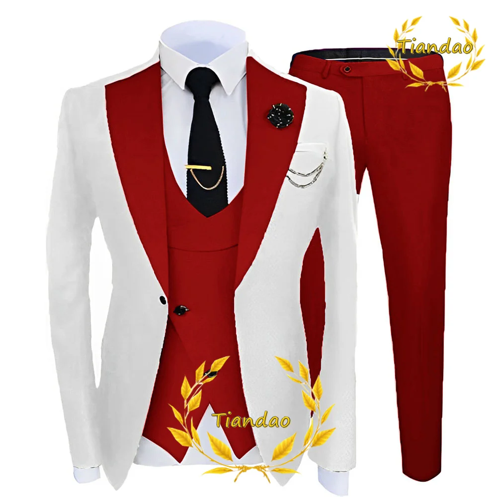 Top Trends: Men&#039;s Suit Wedding Tuxedo 3-Piece Set White Jacket Pants Vest Groom Formal Fashion Blazer Set For Male Shoppable Styles