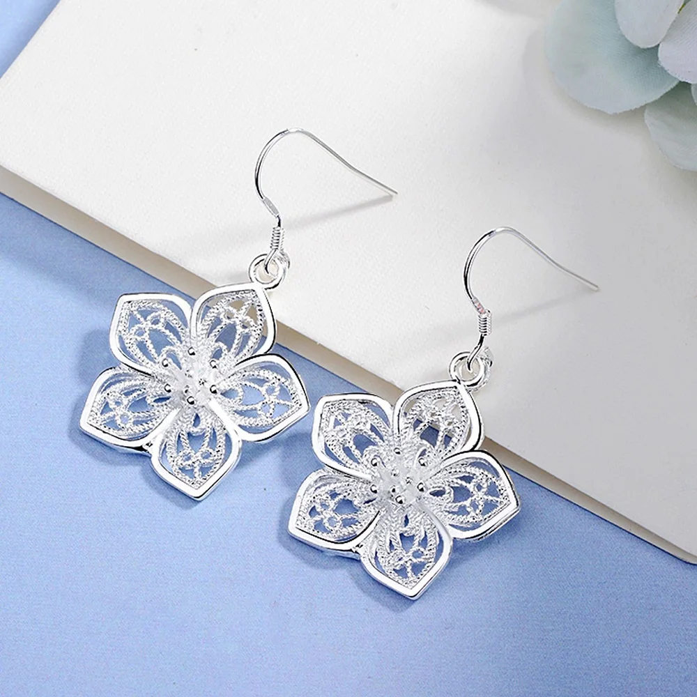 Top Trends: Hot High Quality Retro Pretty Flowers 925 Sterling Silver Earrings For Women Fashion Luxury Party Wedding Jewelry Fine Gifts Shoppable Styles