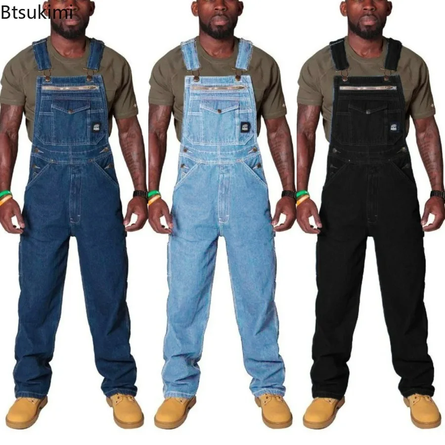 Top Trends: 2024 Men's Cargo Trousers Solid Jeans Overalls For Men Fashion Denim Jumpsuits Oversized Pants Clothing Full Length Tracksuit Shoppable Styles