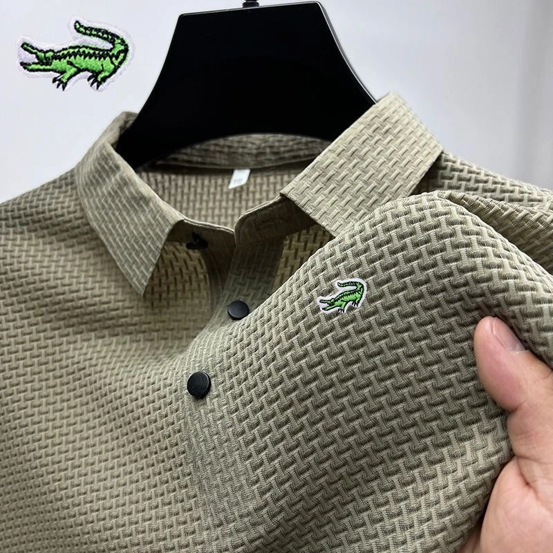 Top Trends: Men&#039;s Embroidery Brand Knitted Plaid Polo Shirt Spring / Summer High End Fashion Casual Ice Cool Breathable Top Short Sleeve T-shi Shoppable Styles