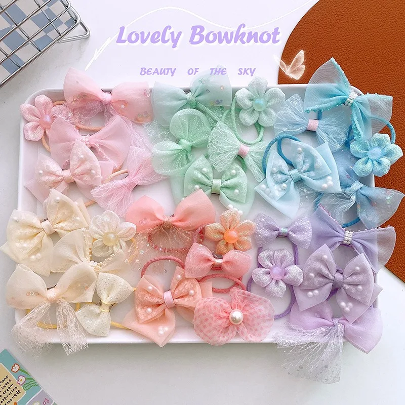 Top Trends: 2023 Cute Mesh Bowknot Flower Scrunchie Children Girls Elastic Bow Hair Rubber Band Accessories Tie Hair Rope Headdress Headwear Shoppable Styles