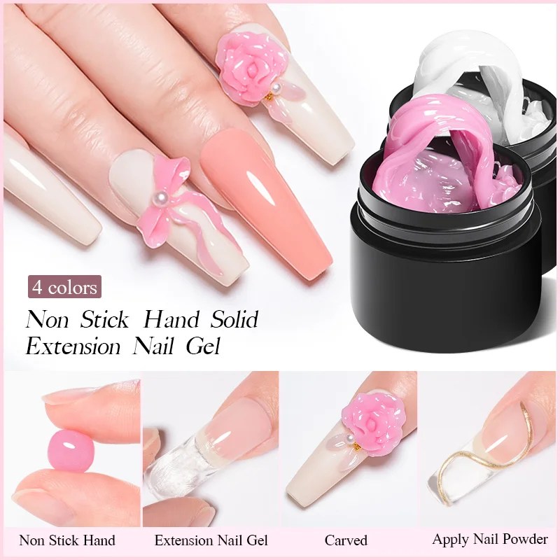 Top Trends: MEET ACROSS 7ML Non Stick Hand Solid Extension Nail Gel Clear Nude Pink Color Extension Gel Rhinestone Glue Gel Easy To Operate Shoppable Styles