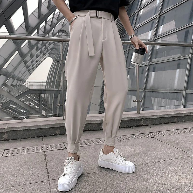 Top Trends: Korean Fashion Casual Suit Pants 2023 Spring New Men Slim Fit Classic Harem Pants Simple Wild Vintage Loose Solid Black Trousers Shoppable Styles