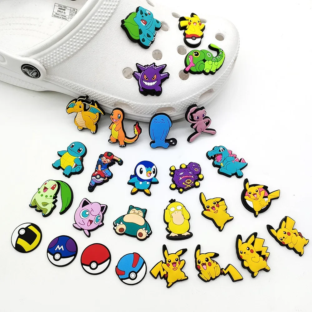 Top Trends: 1PCS Sale Pokemon Series Shoe Buckle Pikachu Bulbasaur Squirtle Togepi Cartoon PVC Souvenir Crocx Charms Accessories Wholesale Shoppable Styles