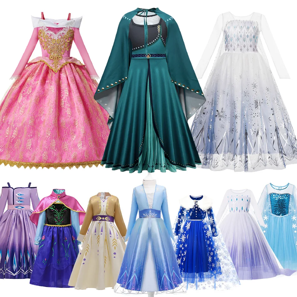 Top Trends: Halloween Princess Dresses Frozen 2 Girls Cosplay Snow Queen Carnival Clothing Anna Elsa Party Gown Dress Christmas Present Shoppable Styles