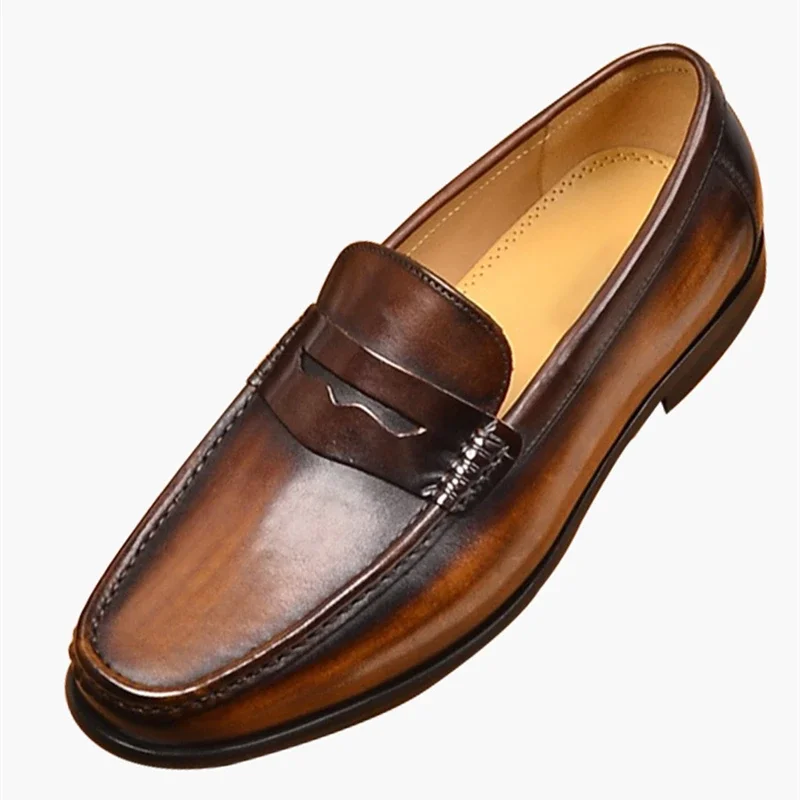 Top Trends: Luxury Men Penny Loafers Genuine Leather Slip On Black Casual Business Dress Shoes Mens Wedding Party Office Fashion Shoes New Shoppable Styles - Image 4