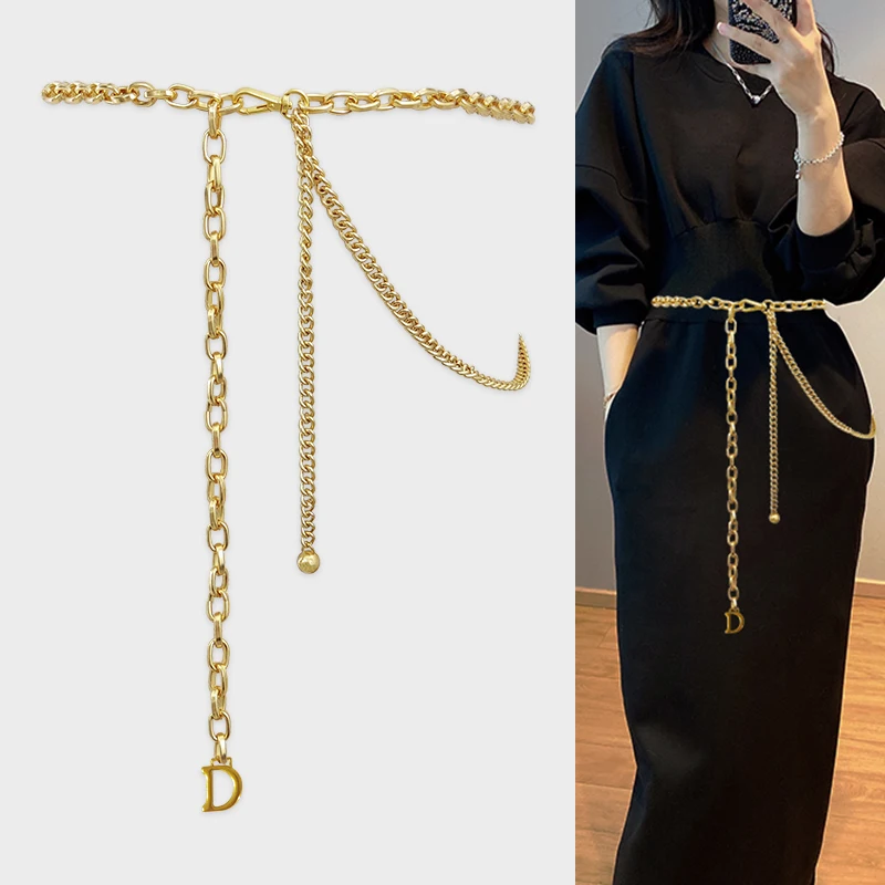 Top Trends: Gold Chain Belts For Women High Quality Luxury Brand Tassel Metal Corset Belt Ladies Waist Dress Cummerbunds Long Strap Shoppable Styles