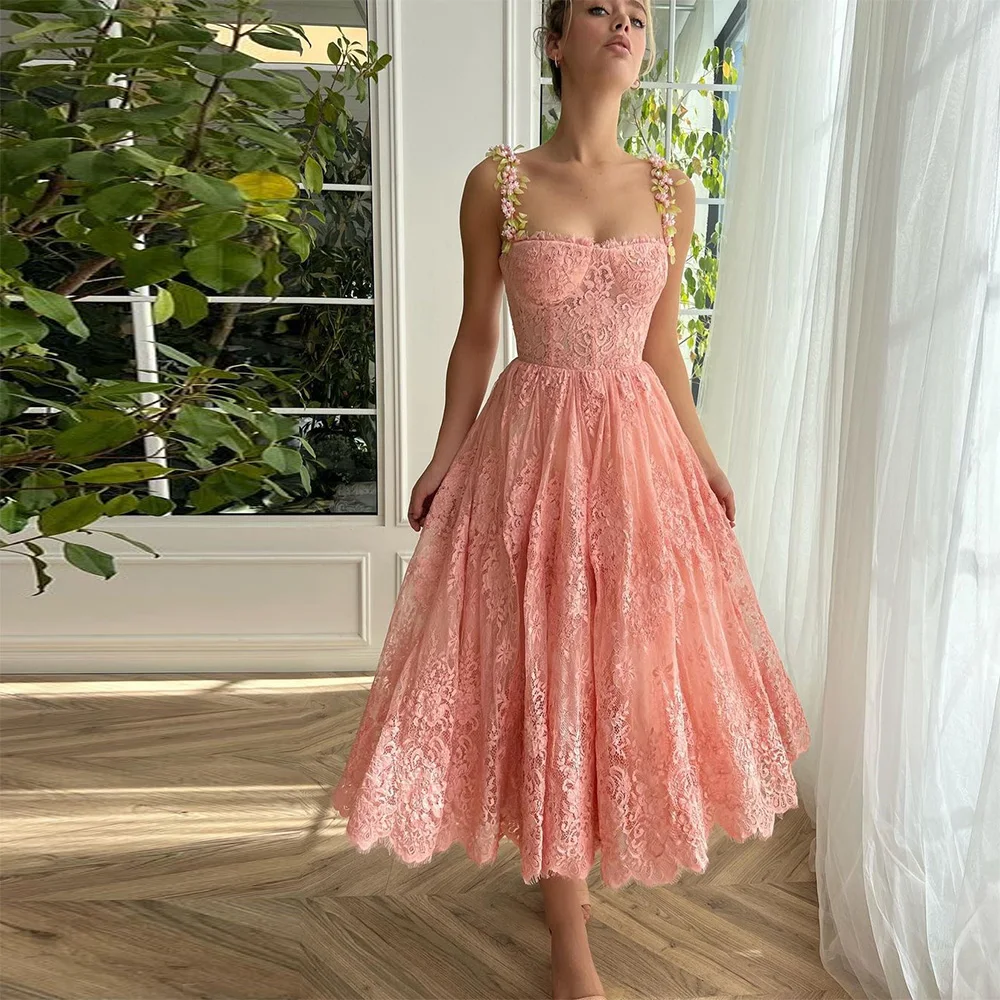 Top Trends: Sevintage Elegant Lace Appliques A-Line Prom Dresses Spaghetti Strap Sweetheart Pleat Ruched Evening Gowns Wedding Party Dress Shoppable Styles