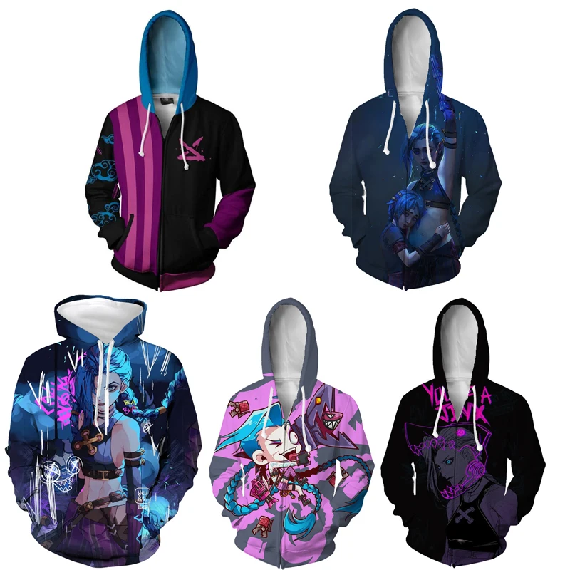 Top Trends: LOL Arcane Jinx Cosplay Zipper Hoodies Caitlyn Vi Costume Long Sleeve Hooded Sweatshirt Casual Streetwear Sportswear Men Women Shoppable Styles