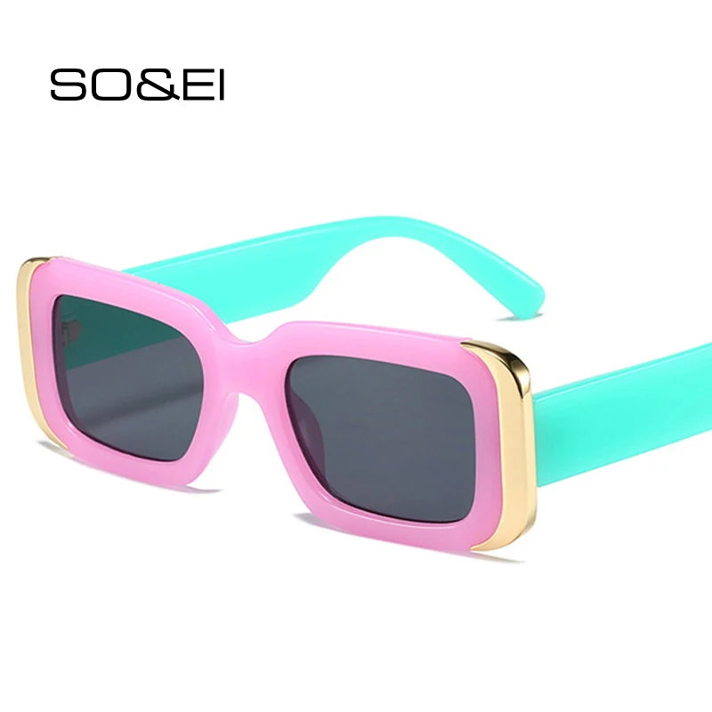 Top Trends: SO&EI Ins Popular Fashion Square Sunglasses Women Retro Brand Designer Jelly Color Shades UV400 Men Gradient Sun Glasses Shoppable Styles