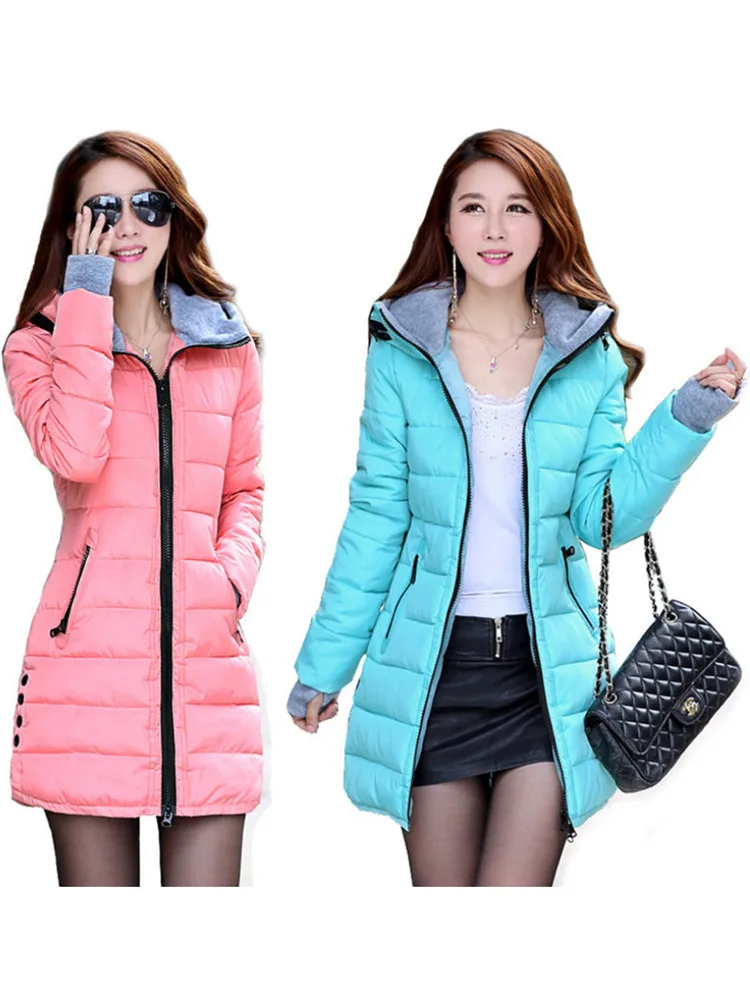 Top Trends: 2023 Women Winter Hooded Warm Coat Candy Color Cotton Padded Jacket Female Long Parka Womens Wadded Jaqueta Feminina Shoppable Styles