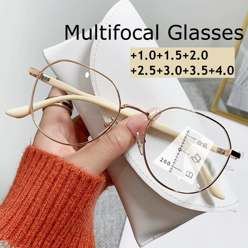 Top Trends: Unisex High Definition Multifocal Reading Glasses Transparent Round Frame Far-sighted Eyeglasses Women Men&#039;s Fashion Diopters Shoppable Styles