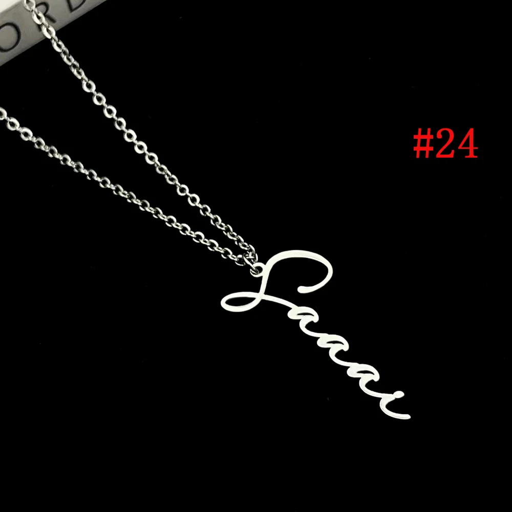 Top Trends: Personalized Vertical Pendant Cursive Letter Necklace Custom Name Stainless Steel Jewelry For Women Chains Choker Collier Femme Shoppable Styles - Image 4